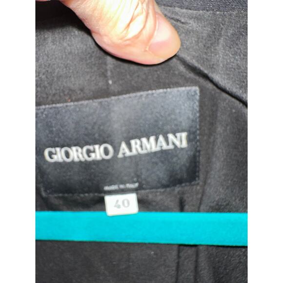 VINTAGE GIORGIO ARMANI BLACK SILK BORGO 21 SINGLE BREASTED BLAZER JACKET 40 - Picture 3 of 6